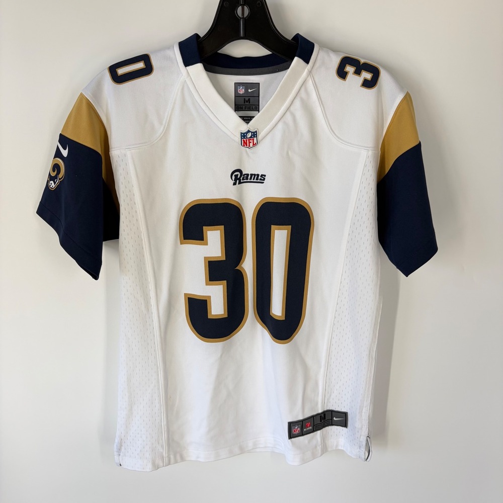 Nike Rams Todd Gurley Jersey Kids M White Navy Gold NFL On Field 30 Football